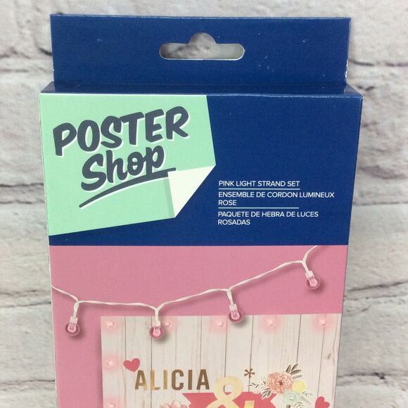 Poster Shop Pink 20 Light LED Strand w/Removable Bulb Caps Battery Powered Craft - Picture 3 of 7